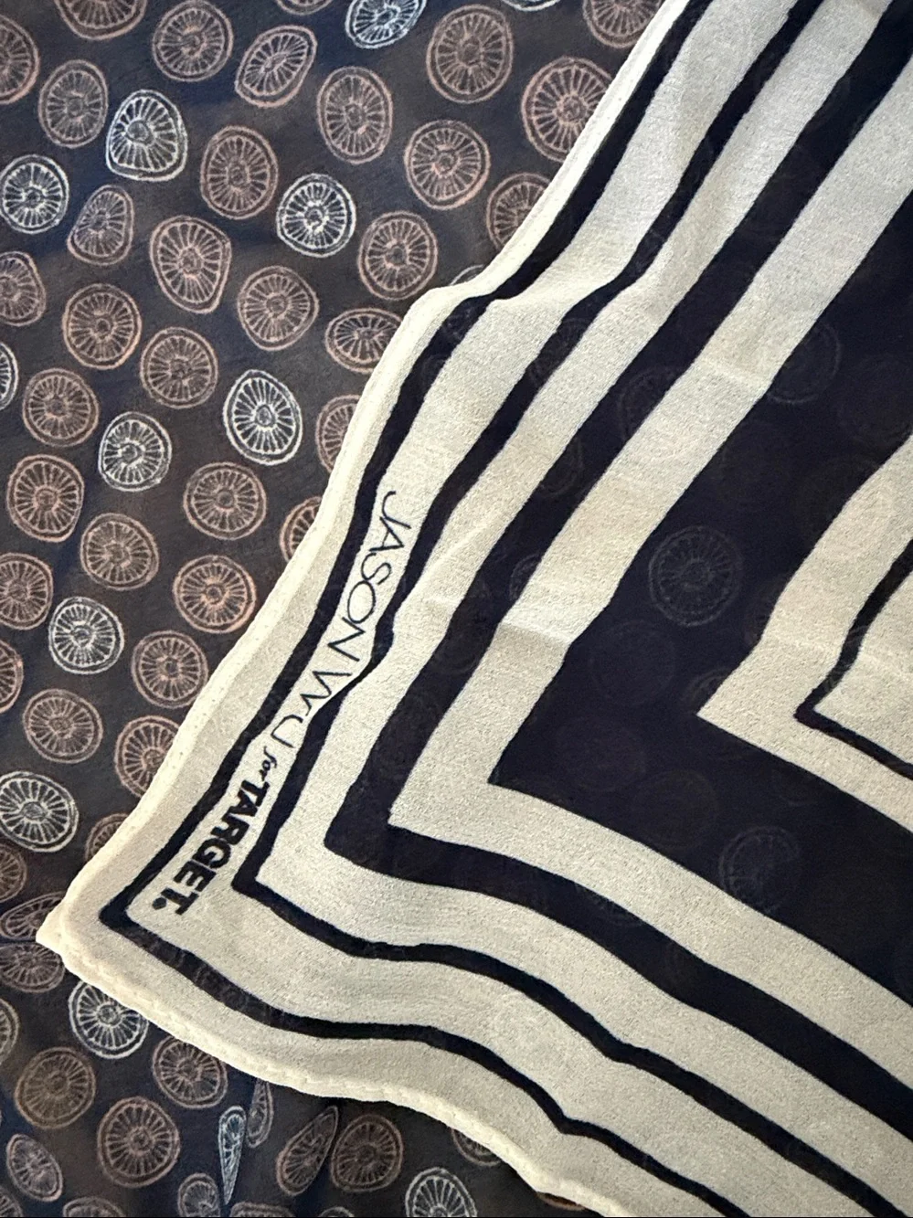 Jason Wu Navy and White Printed Scarf 41”x 43”